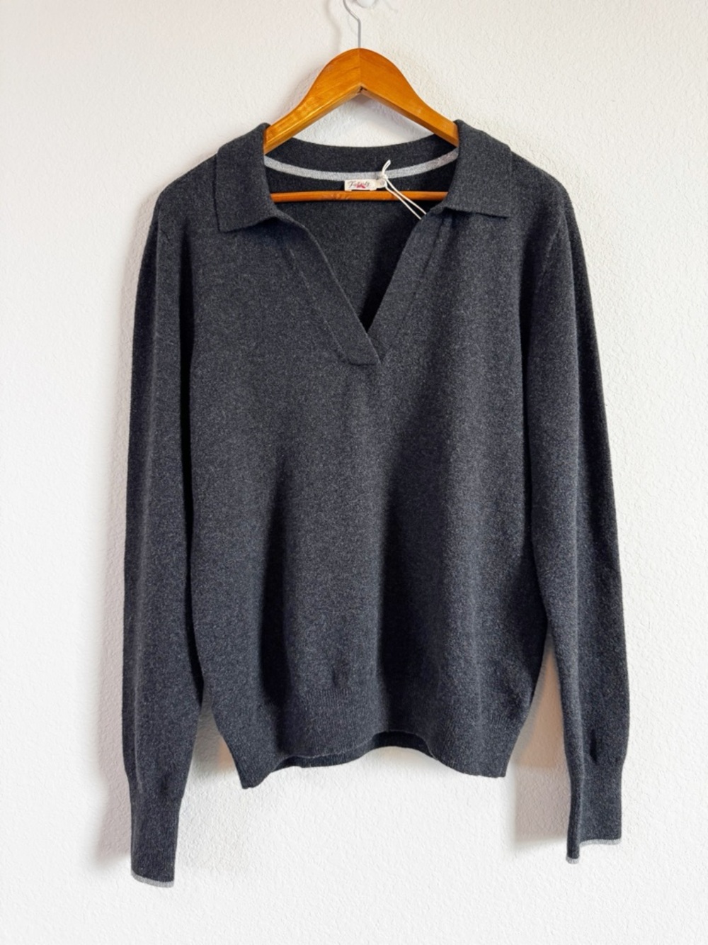 Faherty Women's Ash Gray Jackson Sweater Polo Size Large
